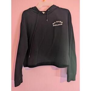 Forever 21 No Hard feelings black crop top hoodie